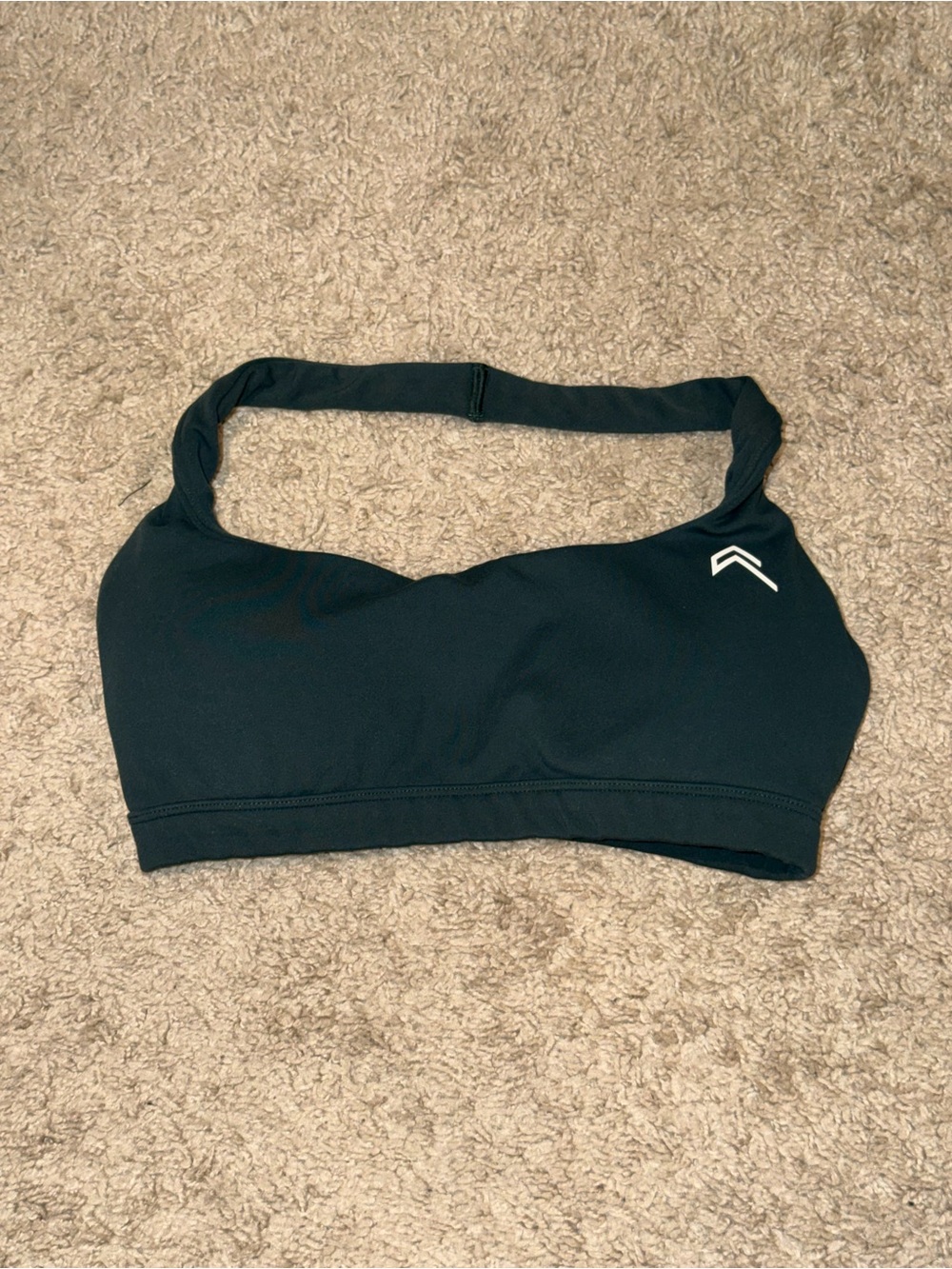 Oner Active Racing Green easy lift Halter Sports Bra with White Logo